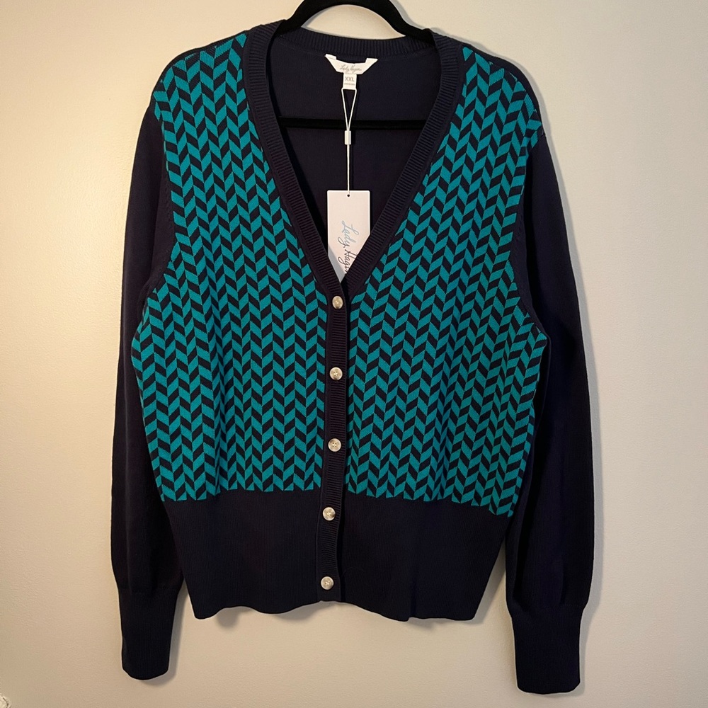 Lady Hagen Herringbone Cardigan Sweater Size XXL NWT